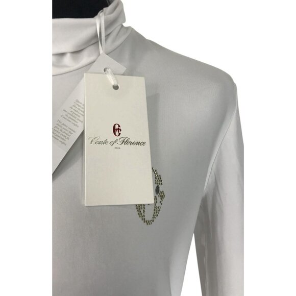 Conte Of Florence Turtleneck Wonens Size Medium White Embellished Apres Ski - Picture 3 of 15